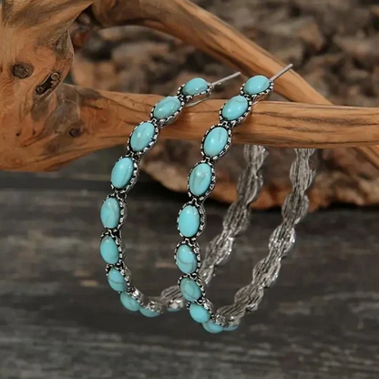 Vintage Bohemian Turquoise Circle Earrings