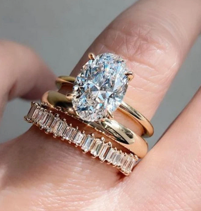 Elegant Vintage Sparkling Zirconia Stacked Rings Set