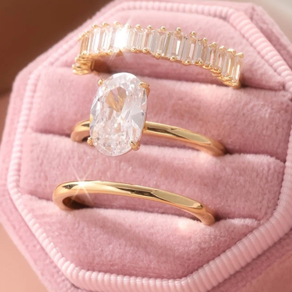 Elegant Vintage Sparkling Zirconia Stacked Rings Set