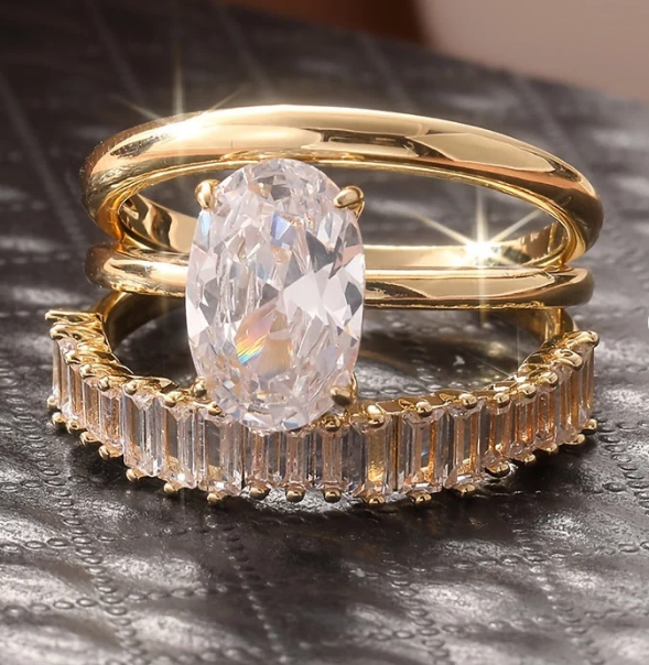 Elegant Vintage Sparkling Zirconia Stacked Rings Set