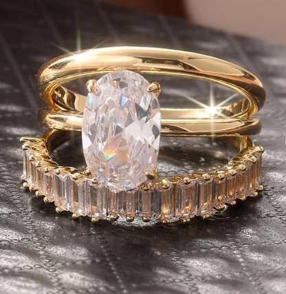 Elegant Vintage Sparkling Zirconia Stacked Rings Set