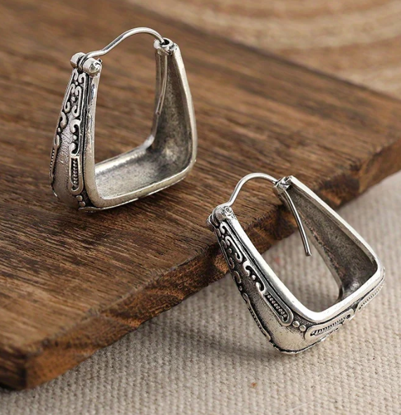 Ethnic Boho Style Geometric Vintage Hoop Earrings