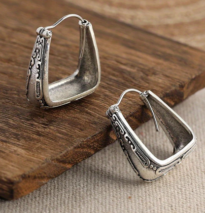 Ethnic Boho Style Geometric Vintage Hoop Earrings