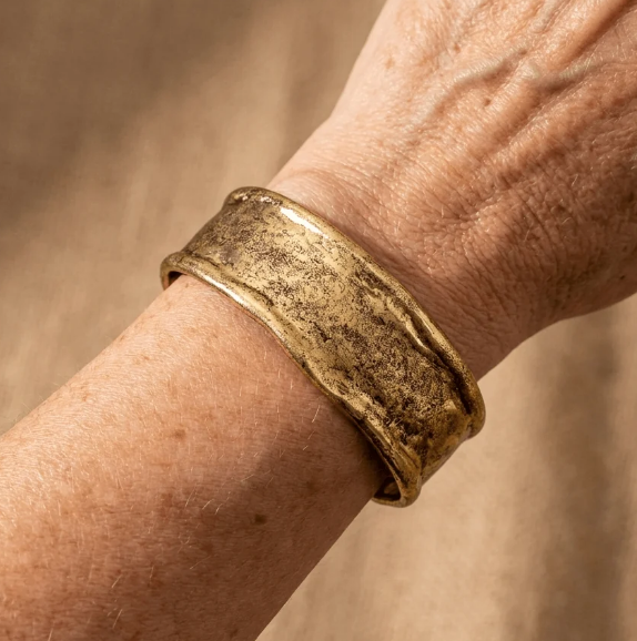Vintage Minimalist Gold Plated Wide Cuff Bracelet