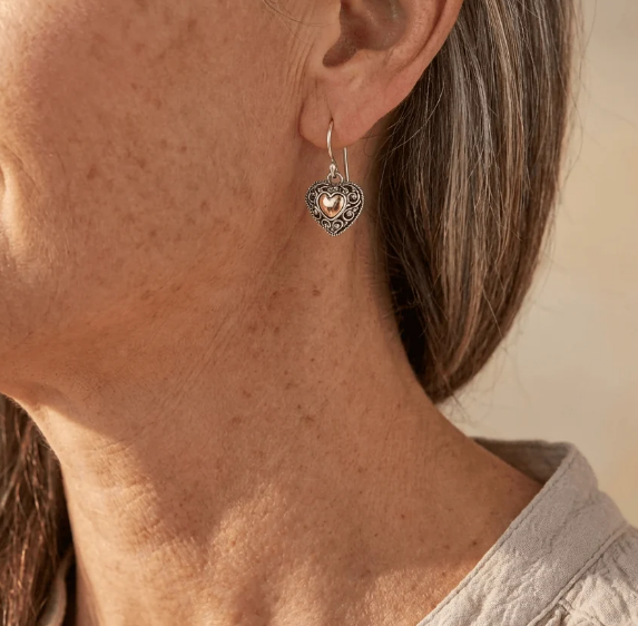 Vintage Heart-Shaped Filigree Drop Earrings