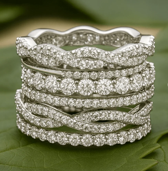 Vintage Layered Zirconia Silver Ring