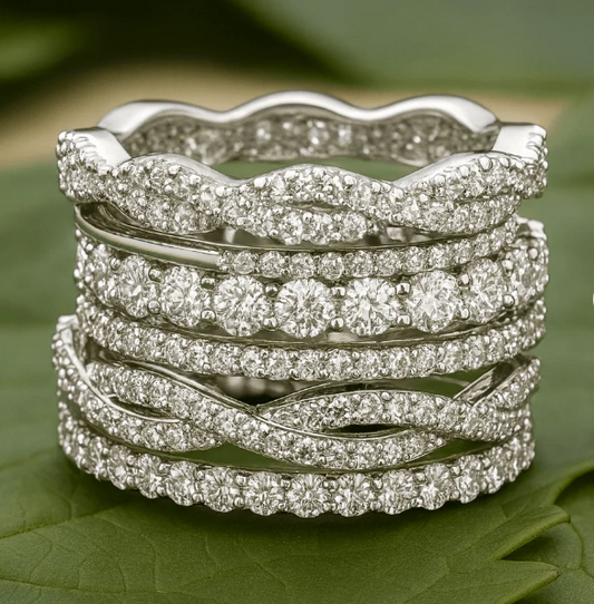 Vintage Layered Zirconia Silver Ring