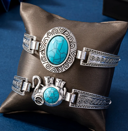 Vintage Turquoise Accent Vintage Silver Bracelet