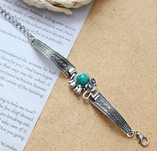 Vintage Turquoise Accent Vintage Silver Bracelet
