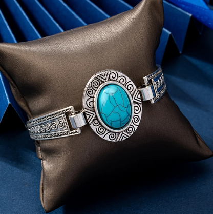 Vintage Turquoise Accent Vintage Silver Bracelet