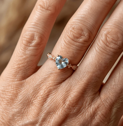 Vintage Minimalist Heart Shaped Zirconia Gold Plated Ring