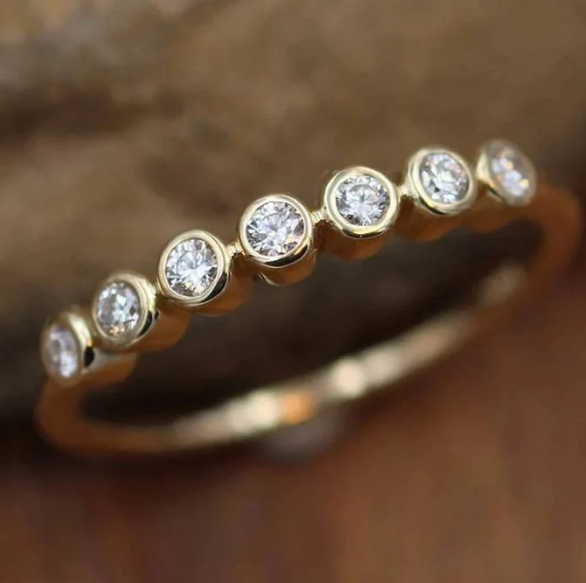 Vintage Inlaid Zirconia Gold Plated Band Ring