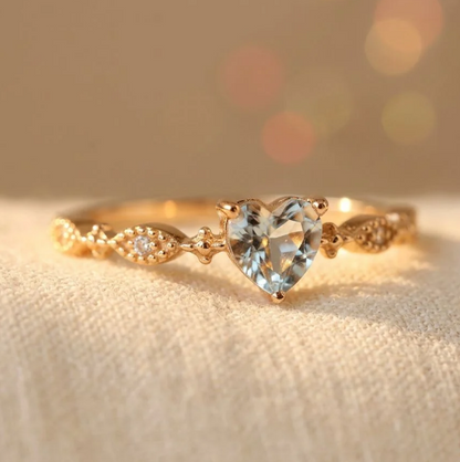 Vintage Minimalist Heart Shaped Zirconia Gold Plated Ring