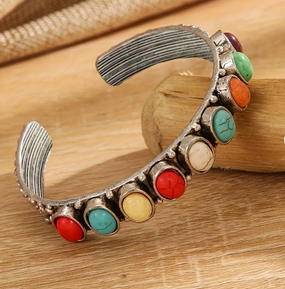 Vintage Style Multistone Turquoise Cuff Bracelet