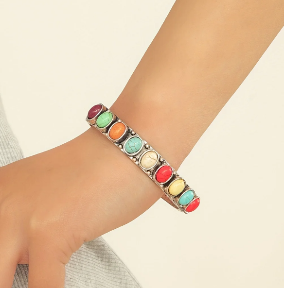 Vintage Style Multistone Turquoise Cuff Bracelet