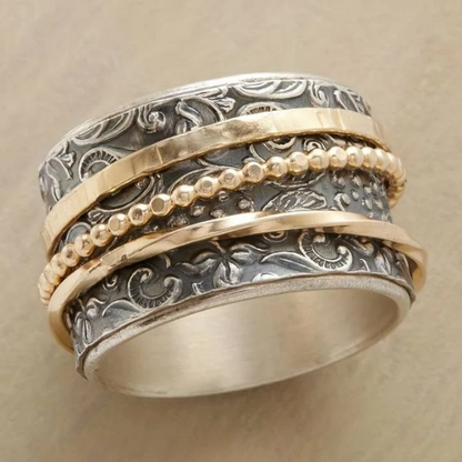 Vintage Gold & Silver Textured Antique Band Ring