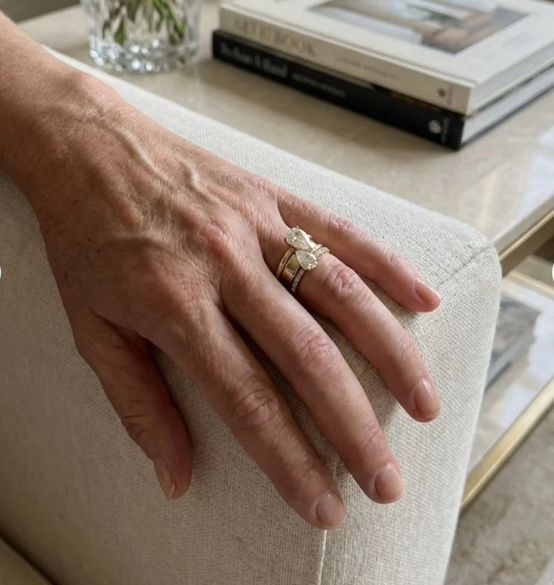 Vintage Inspired Double Zirconia Drop Ring