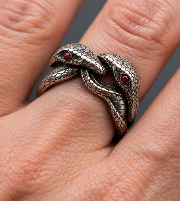 Vintage Snake Neck Silver Plated Ring