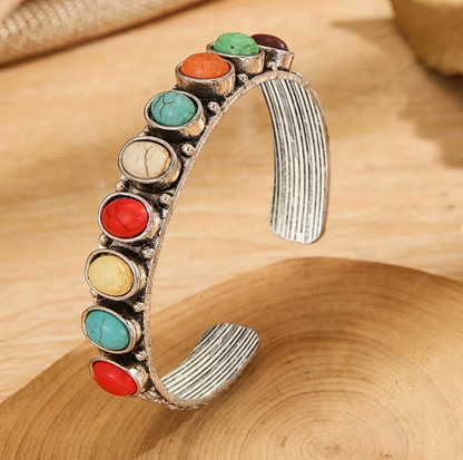 Vintage Style Multistone Turquoise Cuff Bracelet