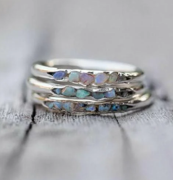 Vintage Layered Blue Stone Silver Ring