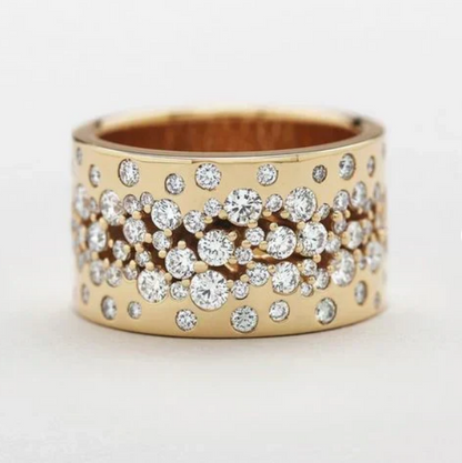 Vintage Sparkling Zirconia Gold Plated Band Ring
