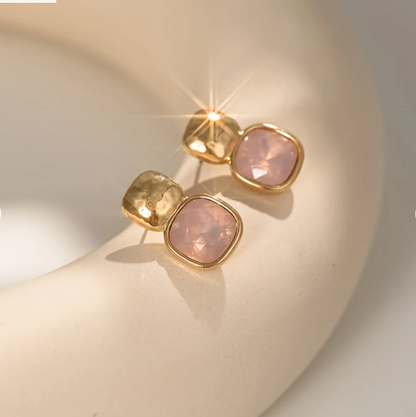 Vintage Gold-Tone Geometric Square Earrings