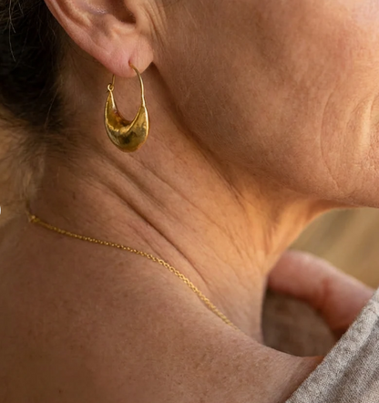 Vintage Sculpted Gold Hoop Earrings