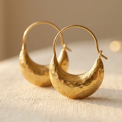 Vintage Sculpted Gold Hoop Earrings
