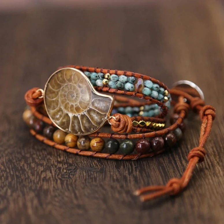 Ammonite fossil bracelet