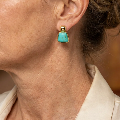 Vintage Gold-Tone Geometric Square Earrings