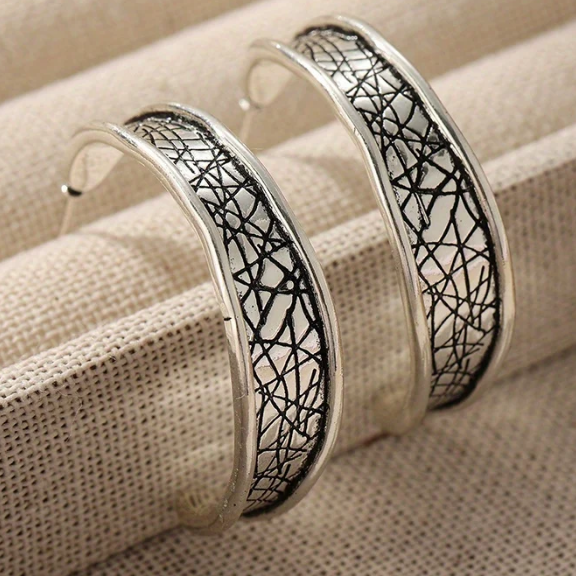 Vintage Hammered Handmade Hoop Earrings