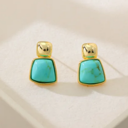 Vintage Gold-Tone Geometric Square Earrings