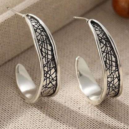 Vintage Hammered Handmade Hoop Earrings