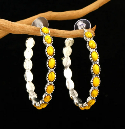 Vintage Oval Silver Hoop Earrings