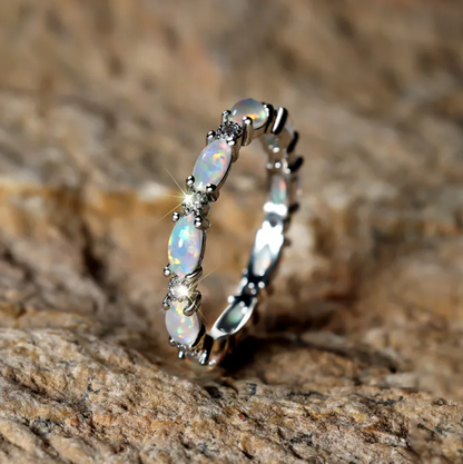 Luxe Opal & Diamond Eternity Ring