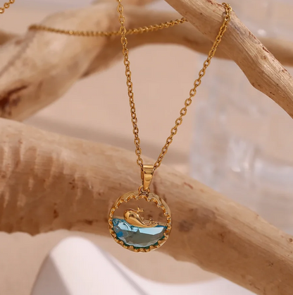 Blue Ocean Whale Pendant Necklace