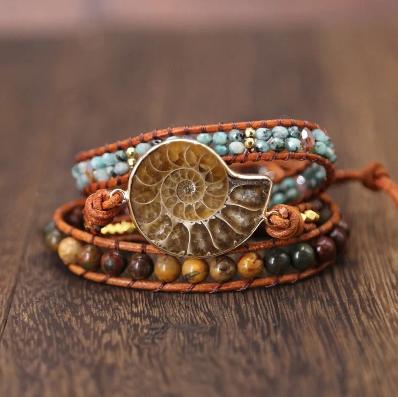 Ammonite fossil bracelet