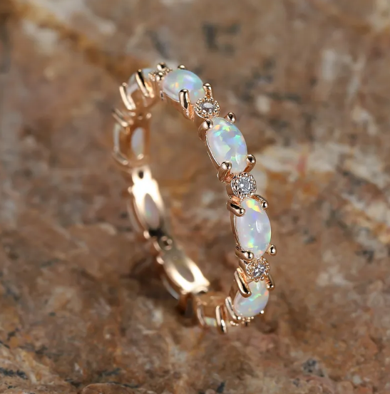 Luxe Opal & Diamond Eternity Ring