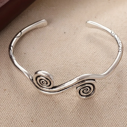 Vintage Gold White Plated Spiral Cuff Bangle Bracelet