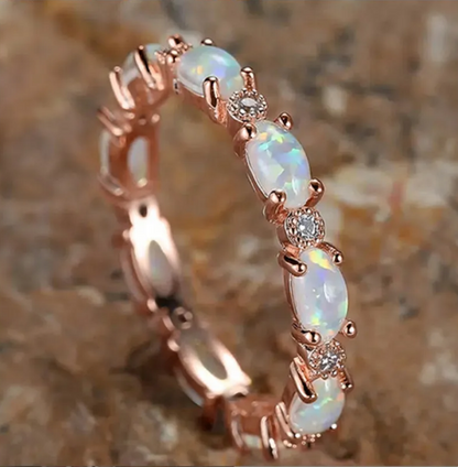 Luxe Opal & Diamond Eternity Ring