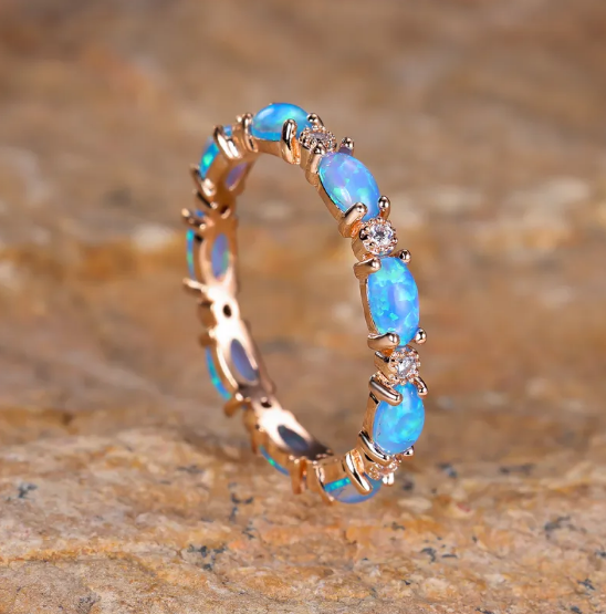 Luxe Opal & Diamond Eternity Ring