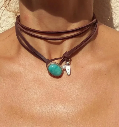 Vintage Bohemian Turquoise Pendant Necklace
