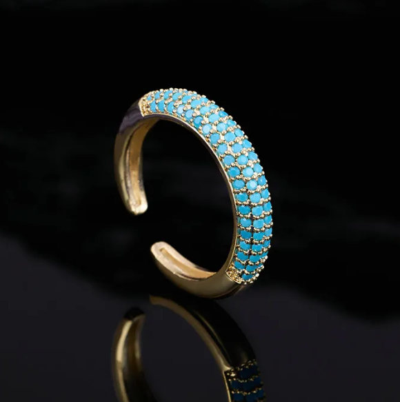 Elegant Vintage Turquoise Gold Plated Ring