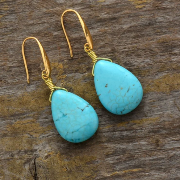 Elegant Vintage Turquoise Teardrop Earrings