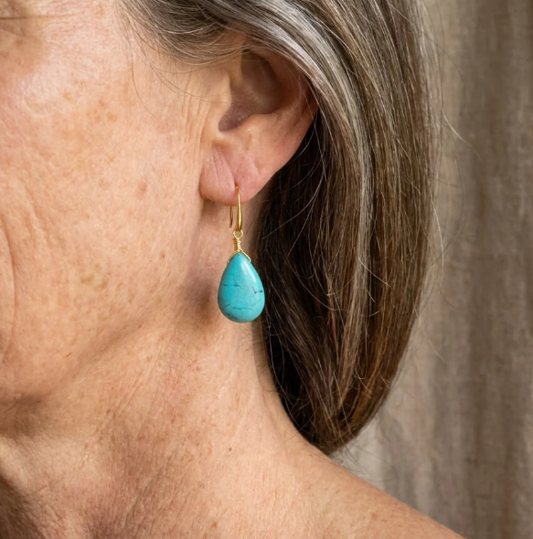 Elegant Vintage Turquoise Teardrop Earrings