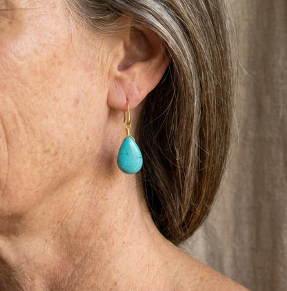 Elegant Vintage Turquoise Teardrop Earrings