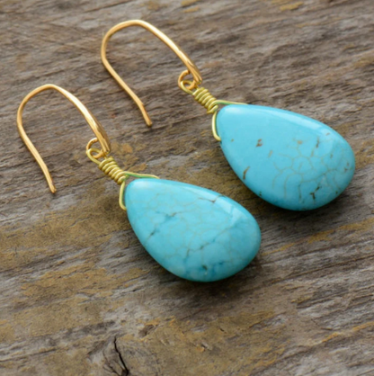 Elegant Vintage Turquoise Teardrop Earrings