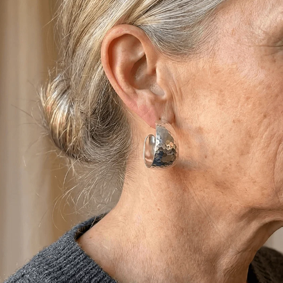 Vintage Wide C Shaped Hoop Earrings