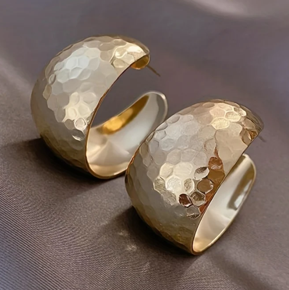 Vintage Wide C Shaped Hoop Earrings