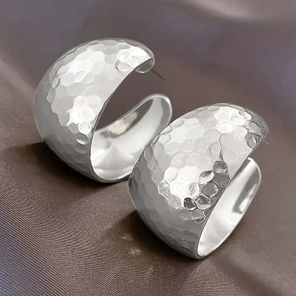 Vintage Wide C Shaped Hoop Earrings